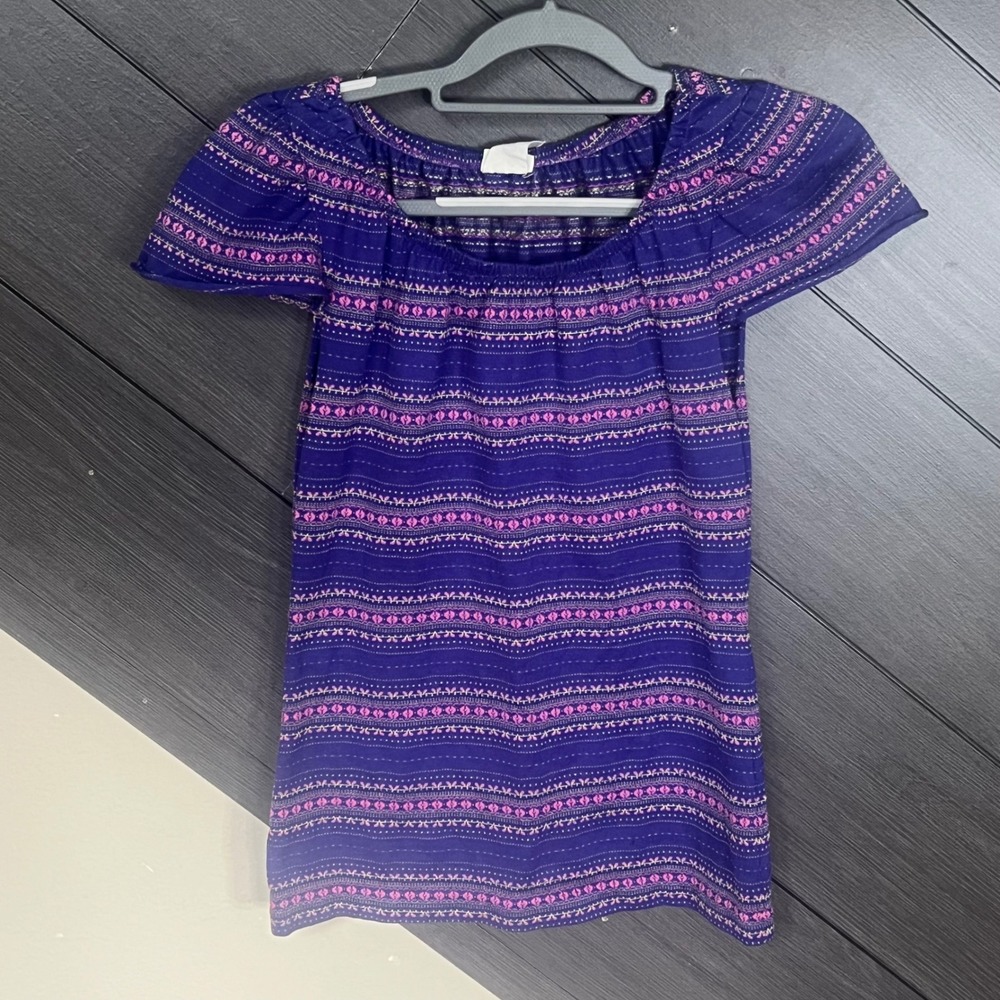 The Red Eye Vintage 70s Purple Pink‎ Boho Knit Top Size M Short Sleeve EUC